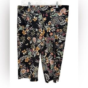 Kate Park Floral Print Black Leggings PXL
